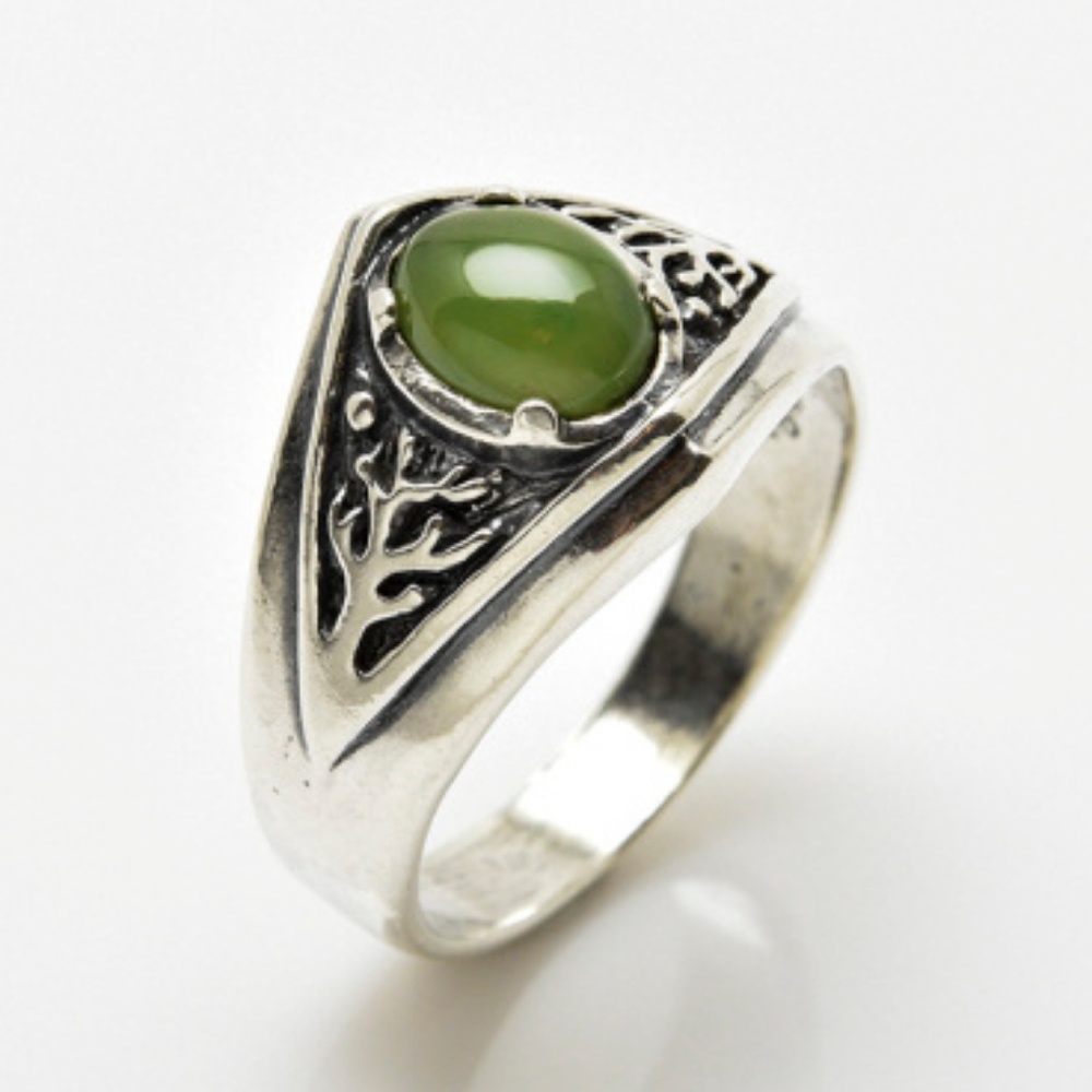 Celtic Tree of Life Ring .925 Sterling Silver w/ Genuine Jade gem made in USA - Picture 1 of 14